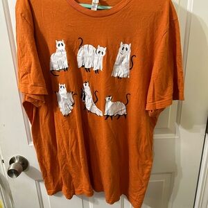 Bella Canvas Orange Cat Graphic Halloween‎ Women's Tee
